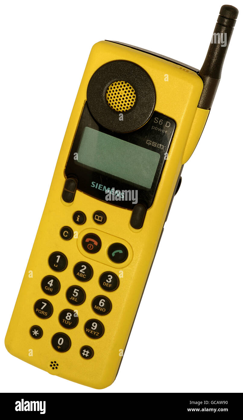 technics, telecommunications, mobile radio, mobile phone, Siemens S6D power, Germany, circa 1997, Additional-Rights-Clearences-Not Available Stock Photo