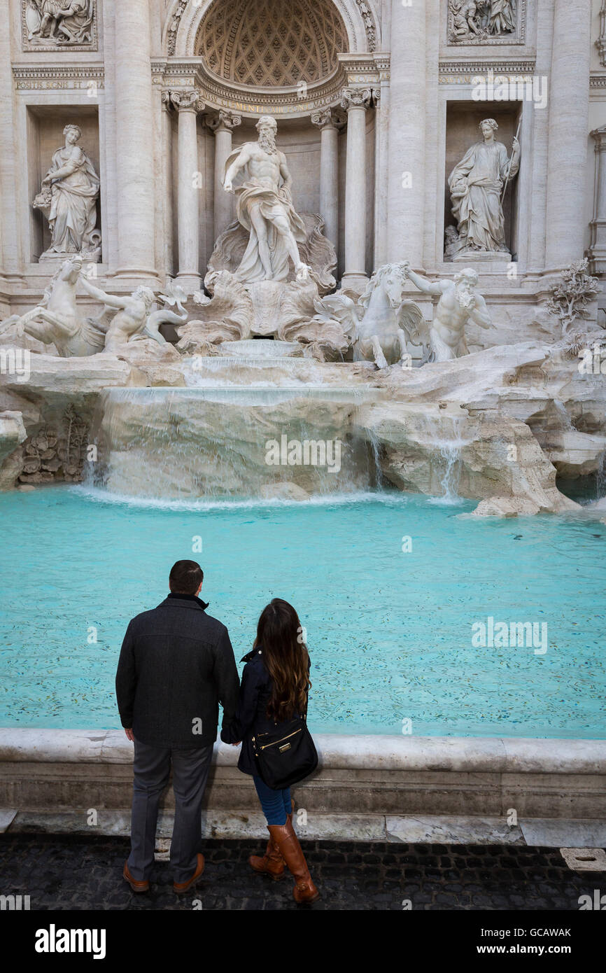 Couple at the Trevi fountain Stock Photo