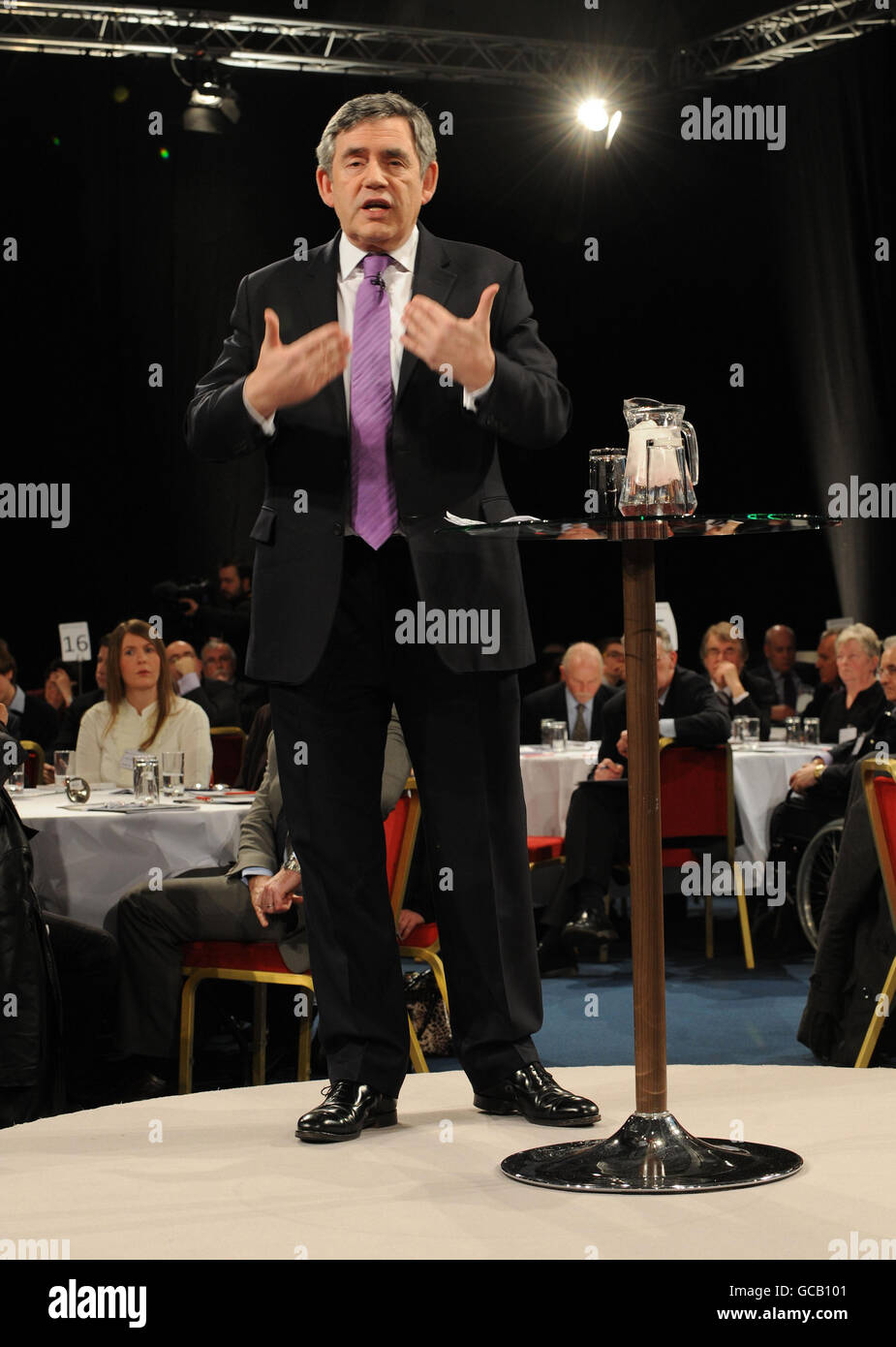 Prime Minister Gordon Brown addresses the audience at Durham Johnston