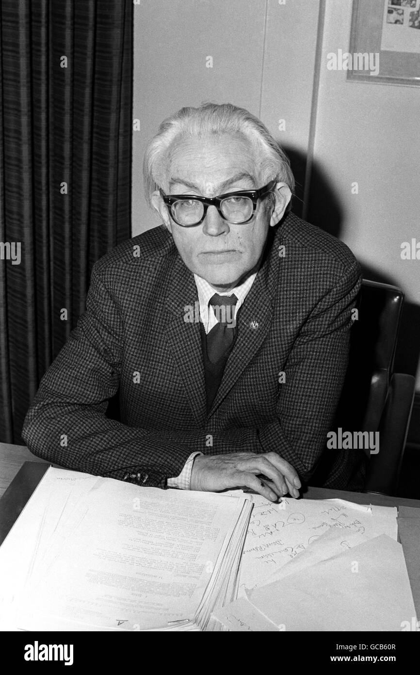 Pictured in his office at the Department of Employment, St Jame's Sqaure, Mr Michael Foot (60), the new Employment Secretary in Harold Wilson's Labour Cabinet. It was Mr Foot's (a former editor of the Tribute) first Cabinet post. Stock Photo