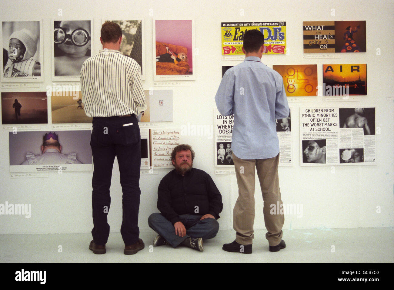 HOMELESS MAN AS ART EXHIBIT Stock Photo