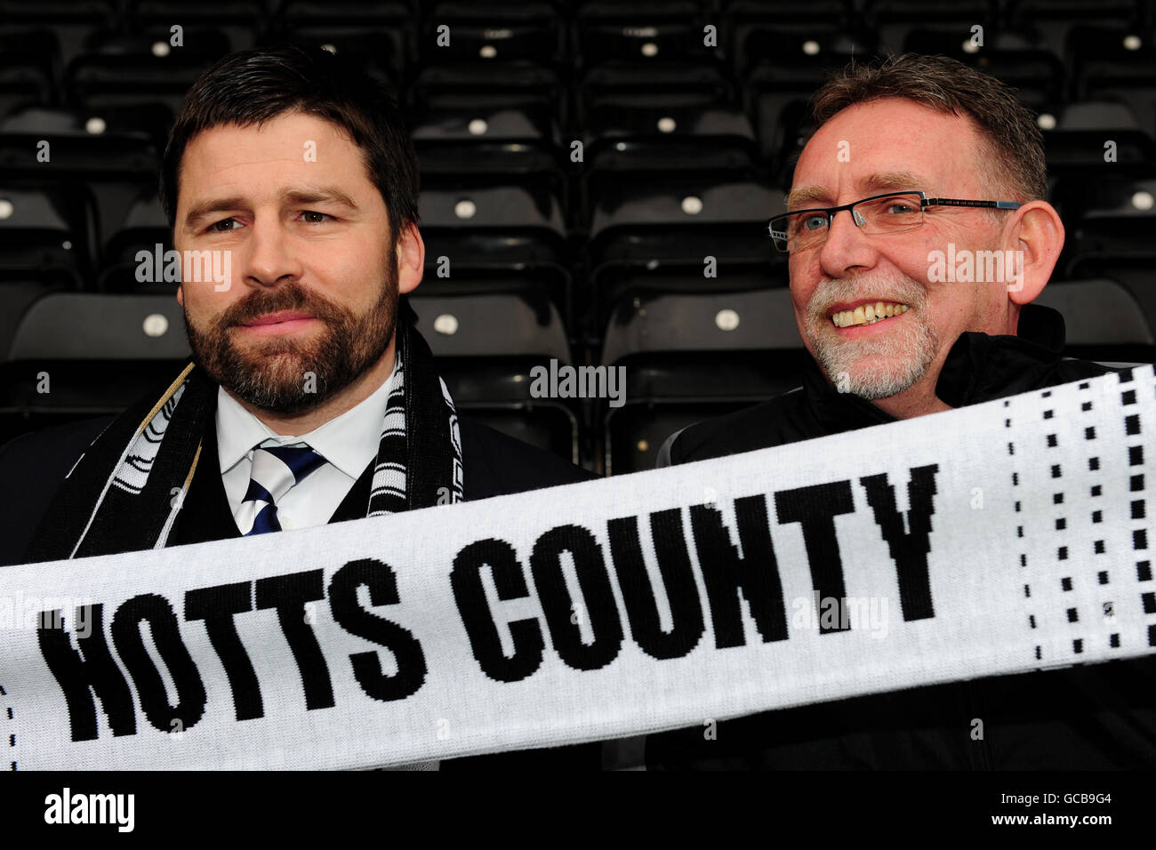 Notts County's new chairman Ray Trew (right) and Chief Executive Jim Rodwell during the press conference at Meadow Lane Stock Photo