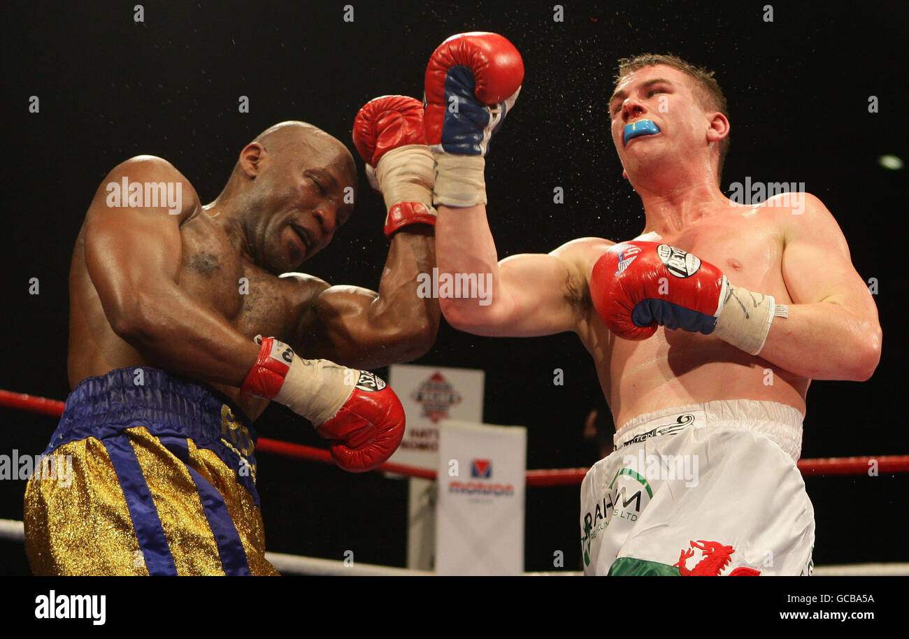 Boxing lightweight bout gary buckland sam rukundo manor sports complex hires stock photography