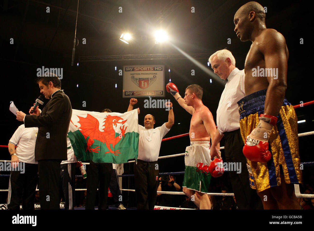 Gary Buckland is announced as the winner against Sam Rukundo during their Lightweight