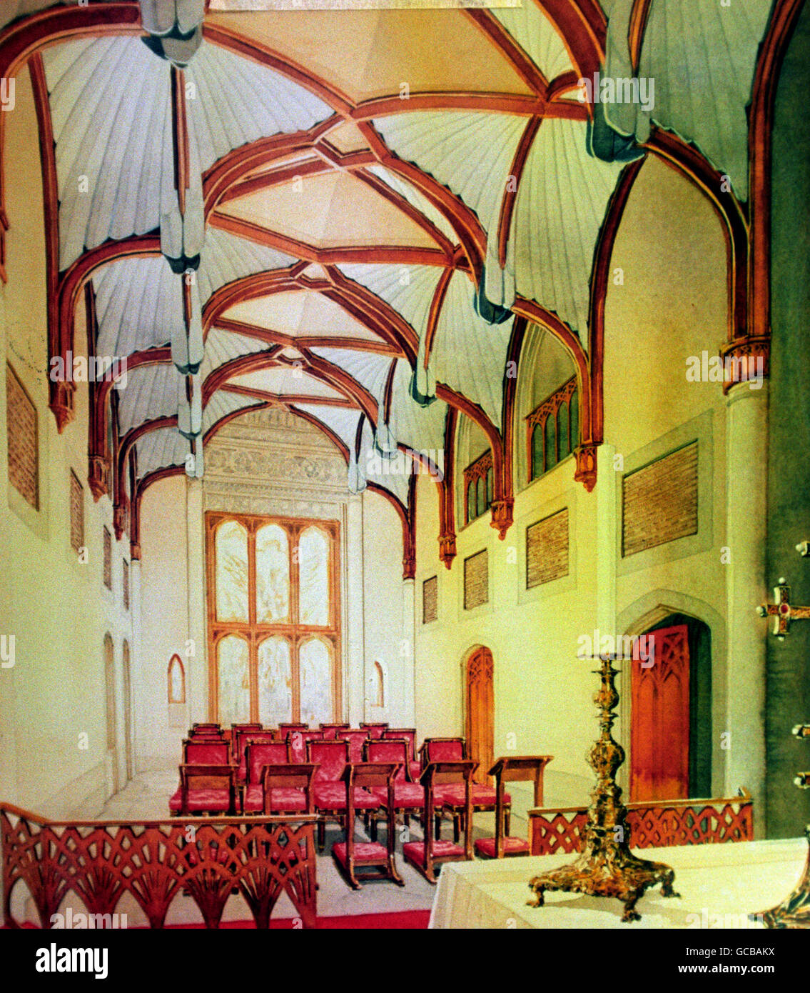 Artist's impression of the restored Private Chapel at Windsor Castle, where restoration is being carried out after fire damage. Stock Photo