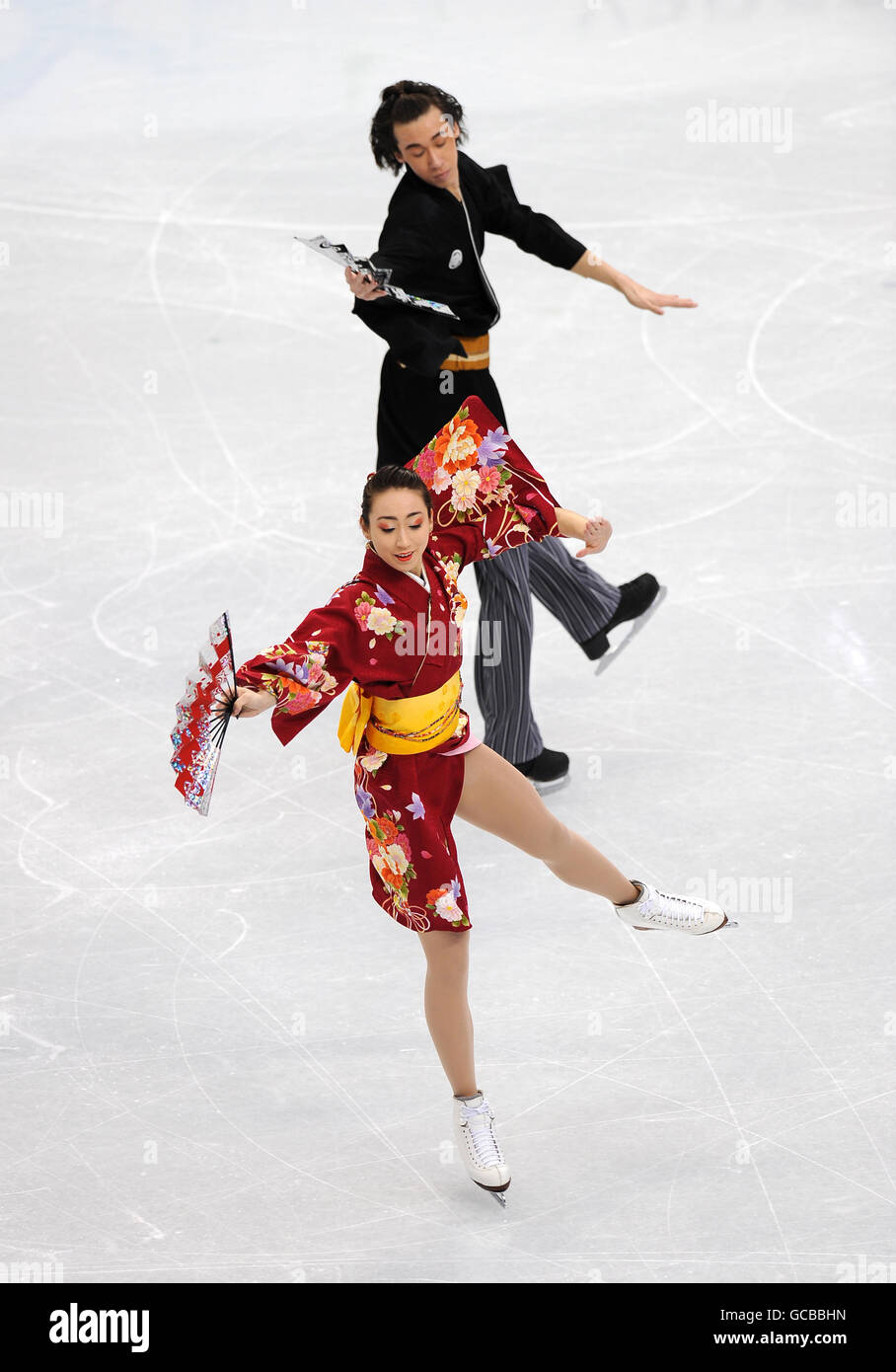 Japan's Cathy and Chris Reed in the Figure Skating Ice Dance, Original Dance at the Pacific Coliseum, Vancouver Stock Photo