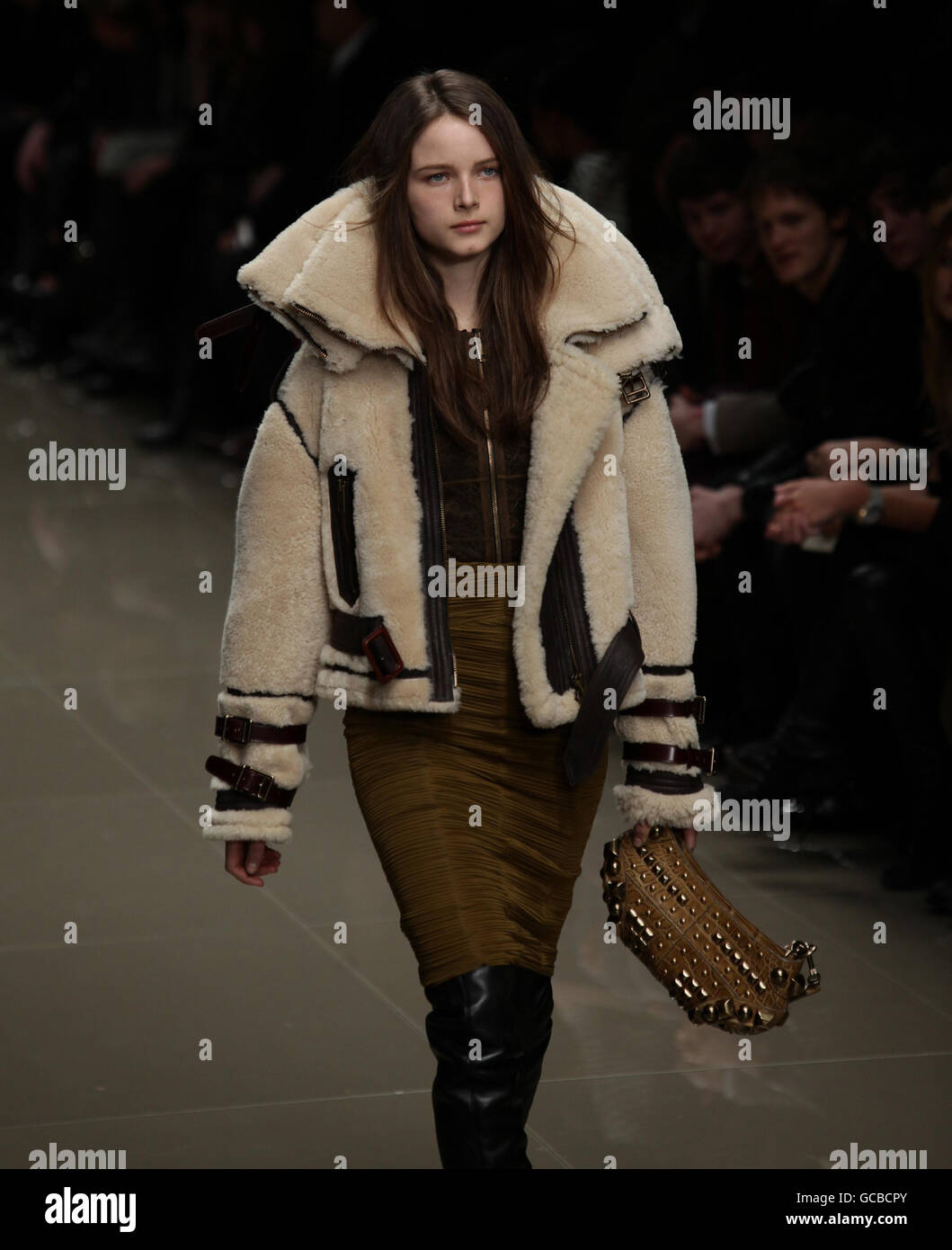 A model on the catwalk at the Autumn/Winter 2010 Burberry Prorsum show, at  Chelsea College of Art and Design in central London Stock Photo - Alamy