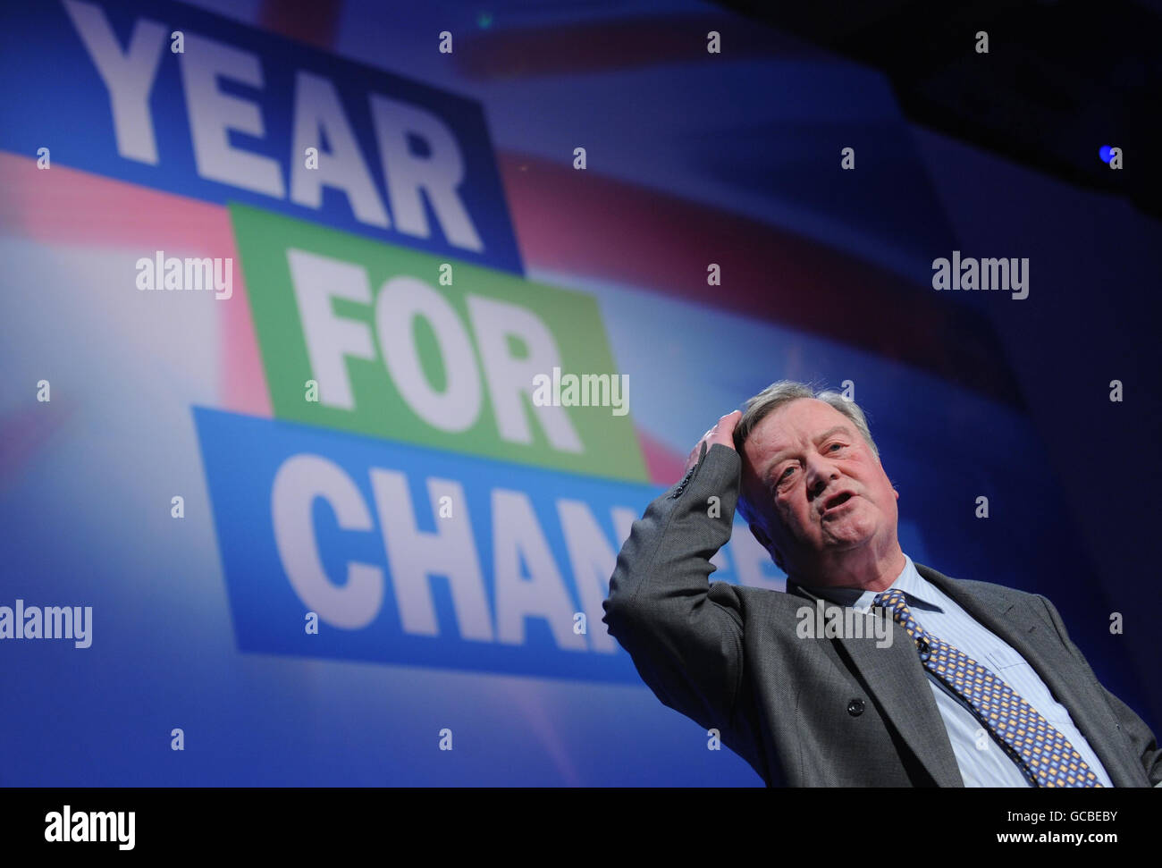 Shadow Business Secretary Ken Clarke speaks at the Conservative Party Spring Conference in Brighton today Stock Photo