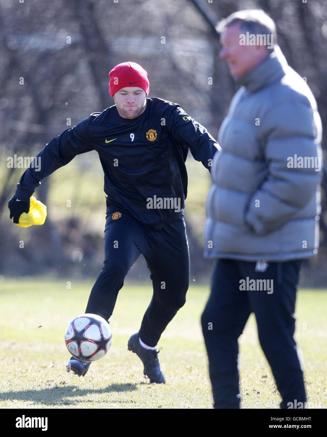 Soccer - UEFA Champions League - Round of 16 - Second Leg - Manchester United v AC Milan - Manchester United Training Session... Stock Photo