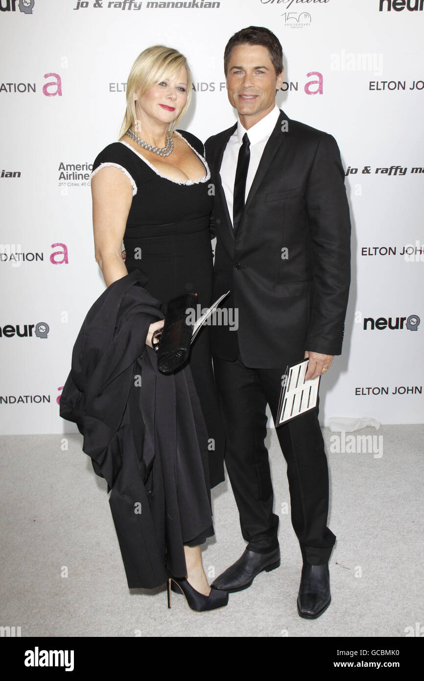 Rob Lowe and wife Sheryl Berkoff arriving for The 18th annual Elton John AIDS Foundation Party to celebrate the 82nd Academy Awards at the Pacific Design Center in Los Angeles. Stock Photo