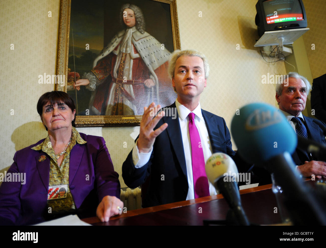 Rightwing Dutch MP Geert Wilders at a press conference in London with