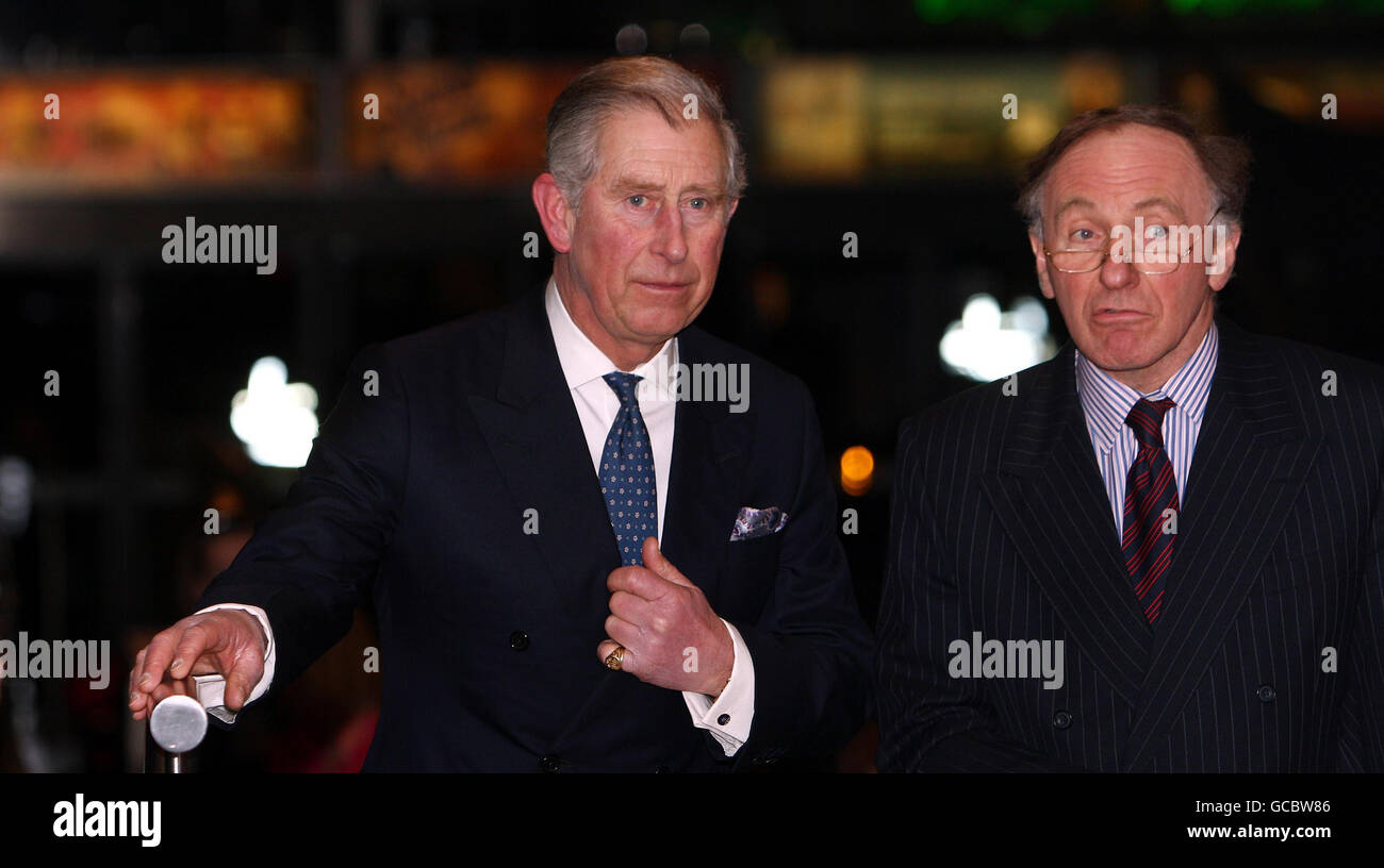 The Prince of Wales and the Chairman of the Birmingham Royal Ballet Professor Michael Clarke, arrive at the Birmingham Hippodrome, for the Anniversary Celebration of the Brimingham Royal Ballet. Stock Photo