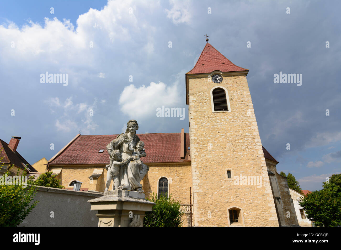 Wullersdorf church St. Catherine and character image Stock Saint Catherine in Immendorf Austria Niederösterreich, Lower Austria Stock Photo