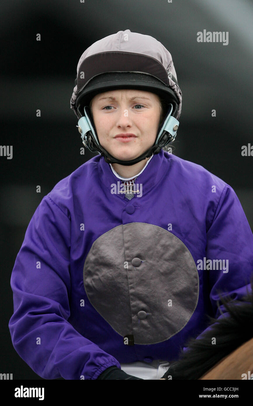 Horse Racing - Southwell Racecourse. Jockey Kelly Harrison on Guto before the Membership At Southwell Golf Club Handicap Stock Photo