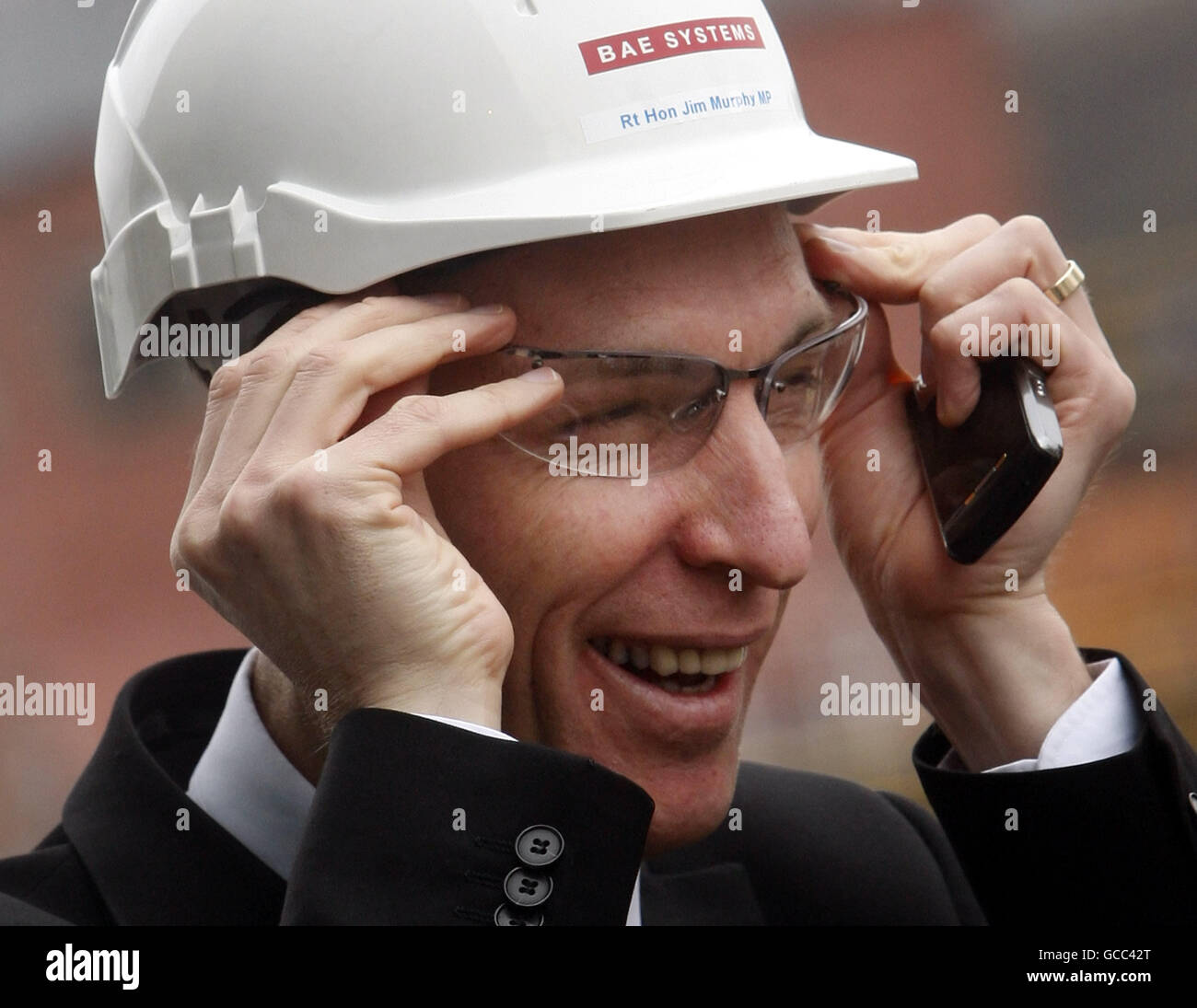 Secretary of State for Scotland Jim Murphy at the Govan Ship Yard in Glasgow during a visit to announce a new contract to develop the next generation of warships. Stock Photo