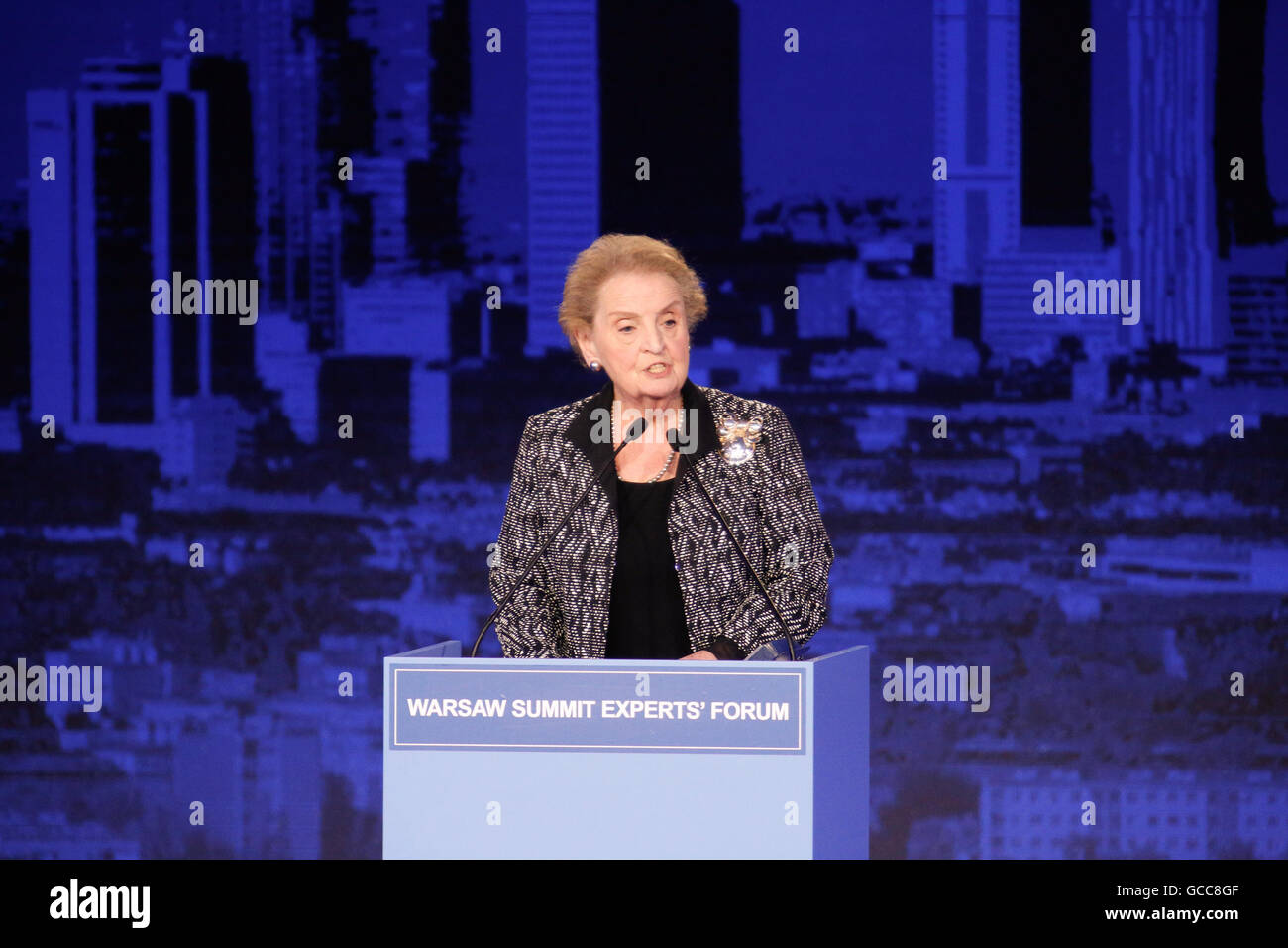 Warsaw, Poland. 8th July, 2016. Warsaw, Poland. 08th July, 2016. A statements of the Honarary Director of the Atlantic Council of the United States, Madeleine Albright in Nationan Stadium in Warsaw Poland during the NATO summit on th 8th of July 2016. © Dominika Zarzycka/Alamy Live News Credit:  Dominika Zarzycka/Alamy Live News Stock Photo