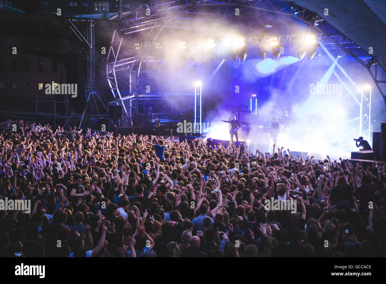 Manchester, UK. July 8, 2016 Van McCann, Johnny Bond, Benji Blakeway, Billy Bibby, Jon Barr