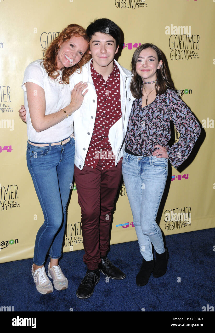 Burbank, CA, USA. 8th July, 2016. 08 July 2016 - Burbank. Robyn Lively, Sloane Morgan Siegel, Ashley Boettcher. Arrivals for the Celebration of Amazon's ''Gortimer Gibbon's Life On Normal Street'' Season 2 premiere held at Racer's Edge Indoor Karting. Photo Credit: Birdie Thompson/AdMedia Credit:  Birdie Thompson/AdMedia/ZUMA Wire/Alamy Live News Stock Photo