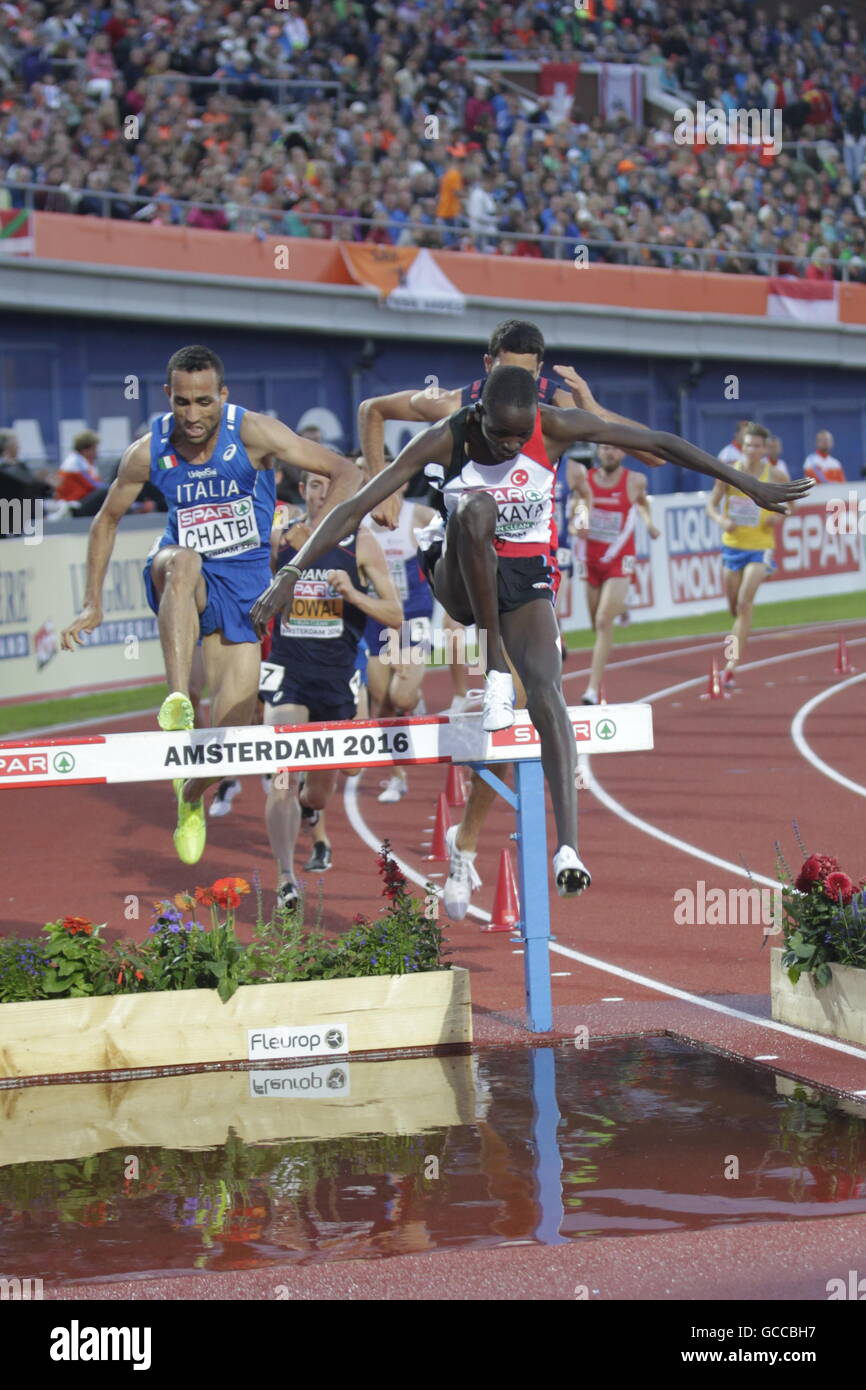 Amsterdam, Holland, July 8 and Jamel Chatbi in the final of the 3000m