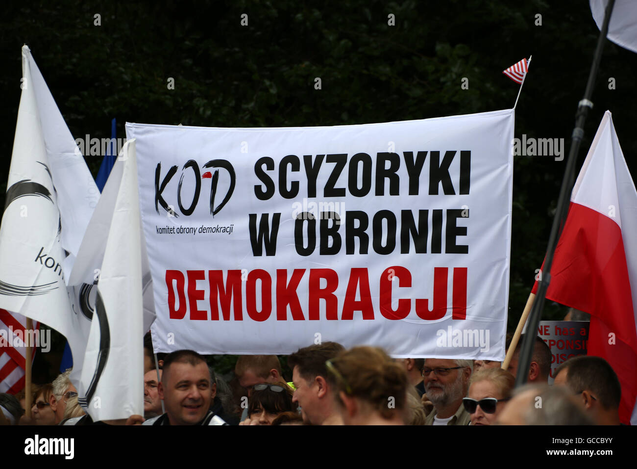 Warsaw, Poland. 9th July, 2016. KOD protest held during NATO summit in Warsaw Credit:  Jake Ratz/Alamy Live News Stock Photo