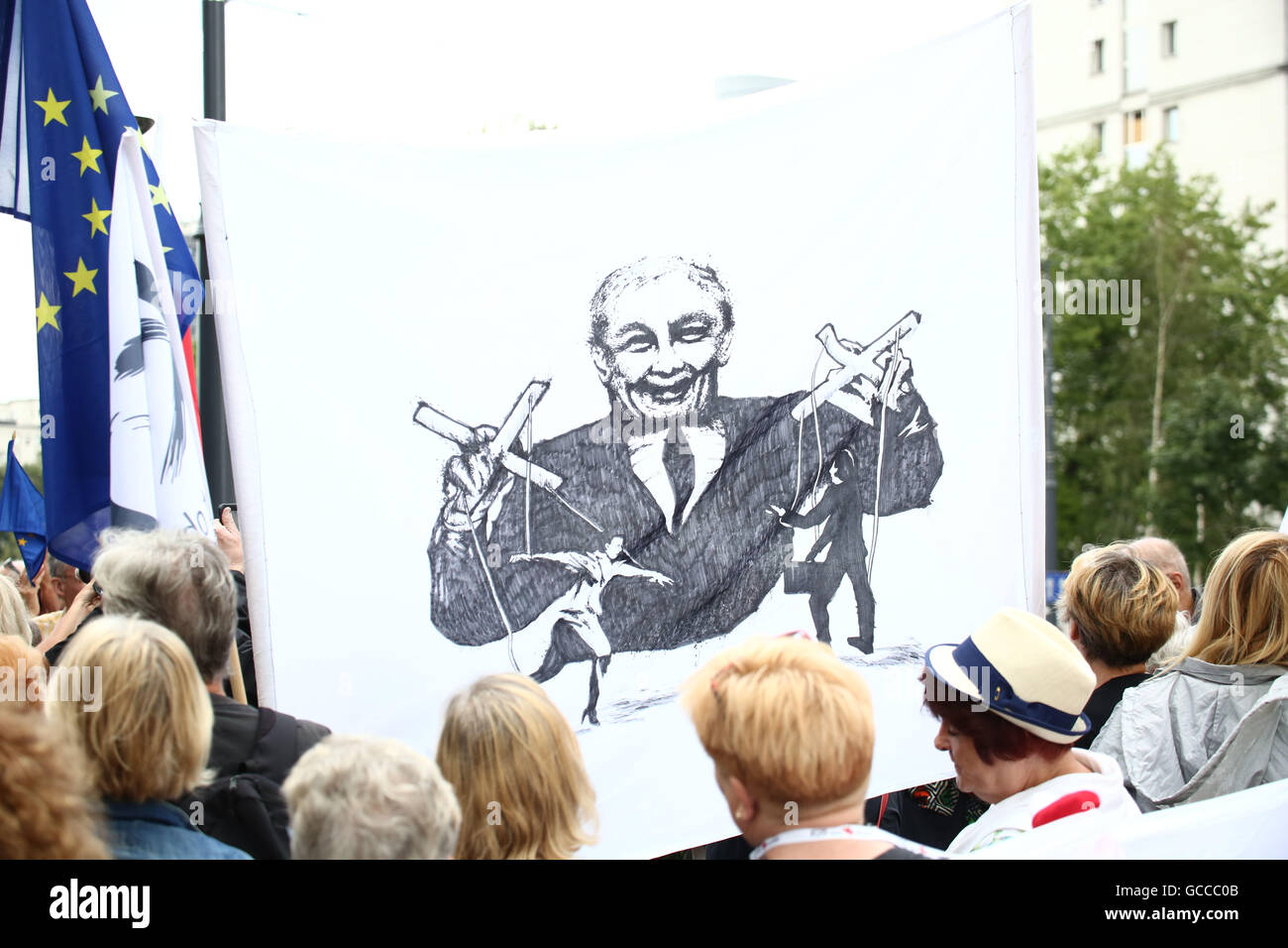 Warsaw, Poland. 9th July, 2016. KOD protest held during NATO summit in Warsaw Credit:  Jake Ratz/Alamy Live News Stock Photo