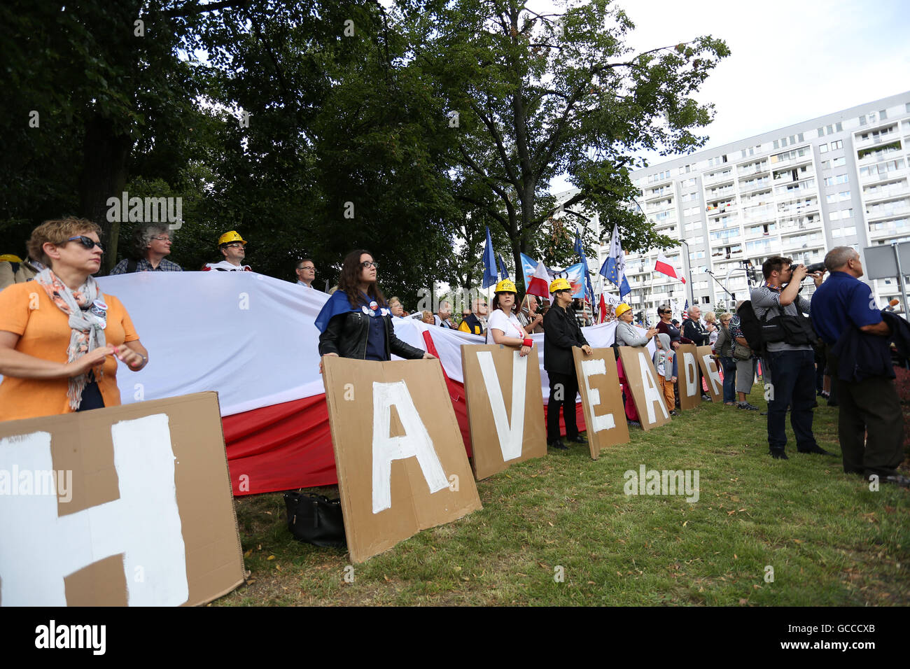 Warsaw, Poland. 9th July, 2016. KOD protest in Warsaw Credit:  Madeleine Ratz/Alamy Live News Stock Photo