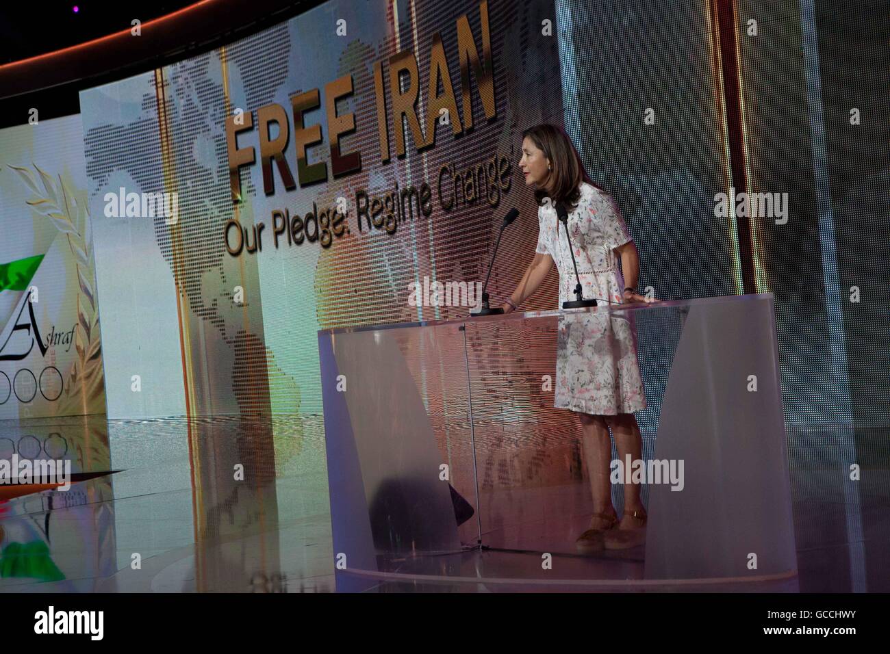 Paris, France. 09th July, 2016. "Free Iran", annual gathering of Iranian communities, Bourget, Paris, France, 9 July 2016, Ingrid Betancourt Pulecio is a Colombian-French politician, former senator and anti-corruption activist Credit:  Ania Freindorf/Alamy Live News Stock Photo