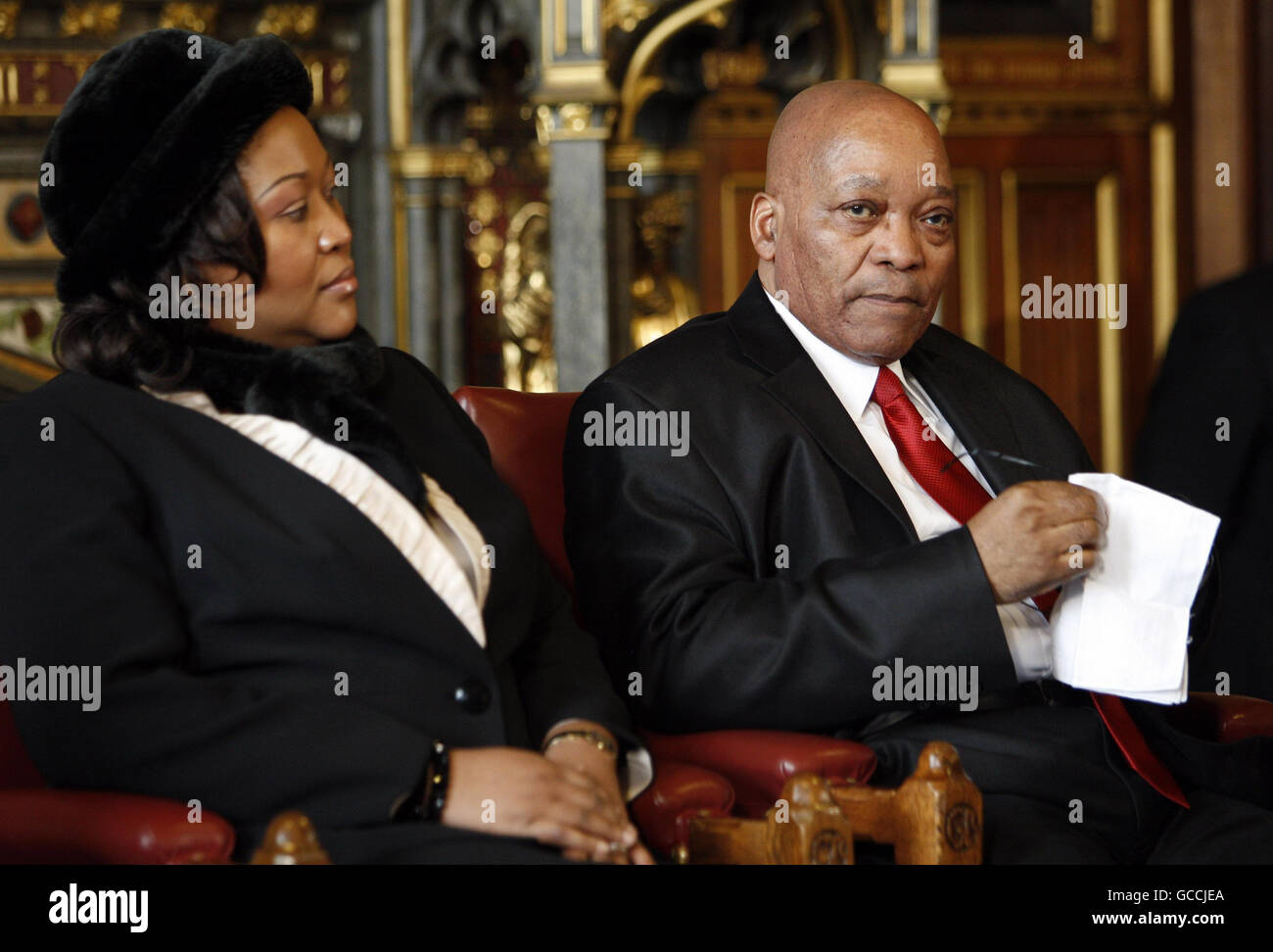The President of South Africa Jacob Zuma, sits with his wife Tobeka