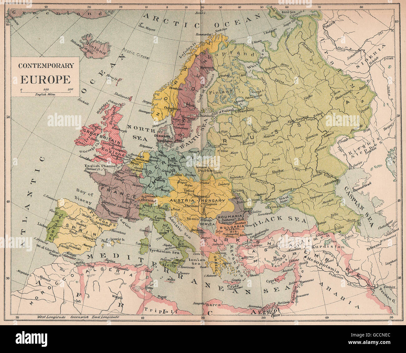 Europe 1910 Austria Hungary German Turkish Empires 1910