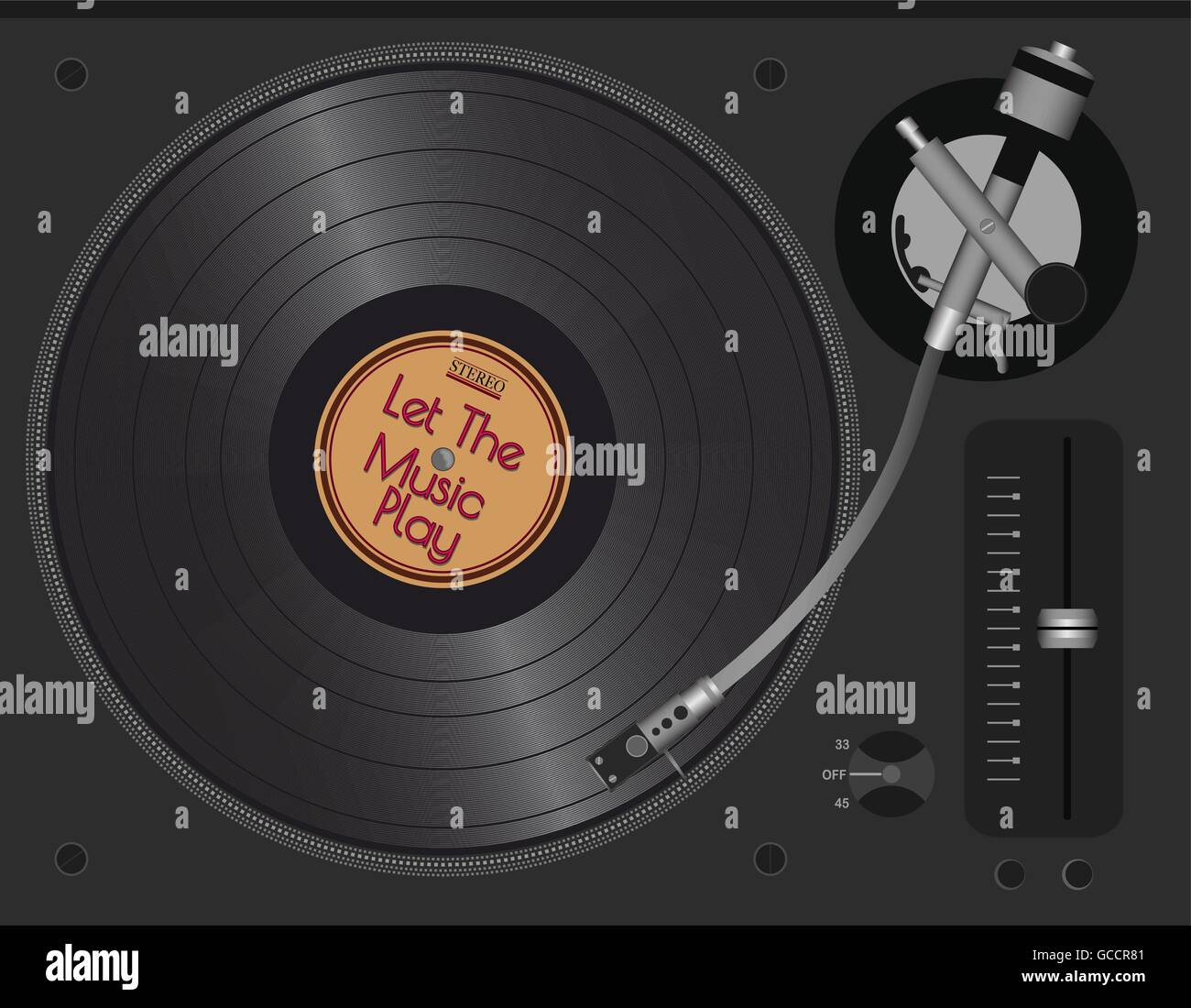Dj Turntable With LP. Vector Illustration eps10 Stock Vector