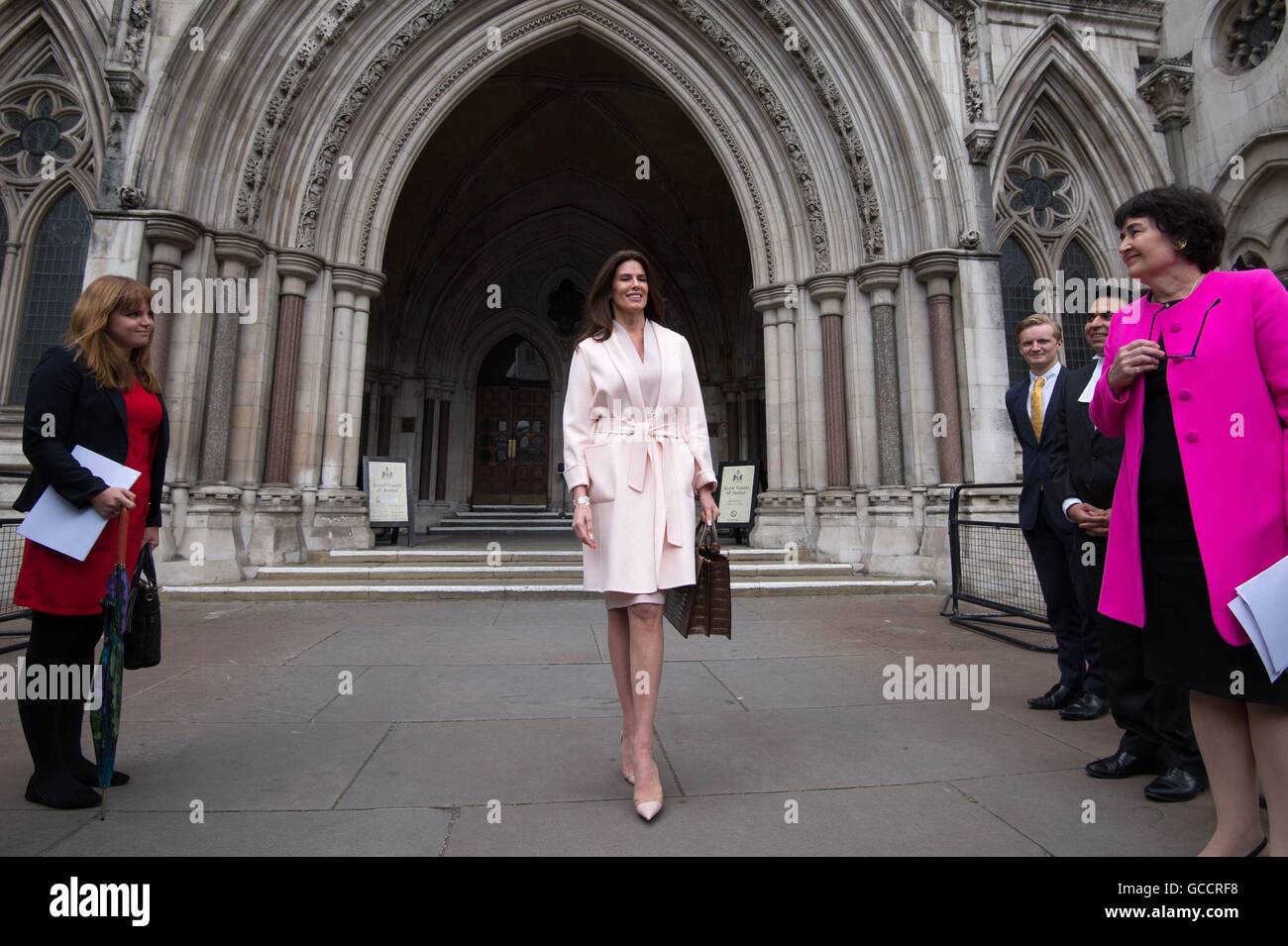 Christina Estrada, 54, leaves the High Court in London after she was awarded a &Acirc;£53 million cash settlement in a High Court divorce money battle with her Saudi billionaire ex-husband, Sheikh Walid Juffali, 61. Stock Photo