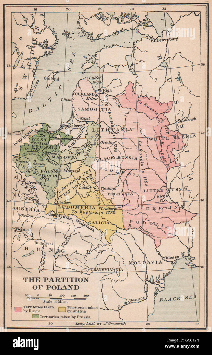 THE PARTITION OF POLAND. To Prussia Russia & Austria in 1772 1793 1795