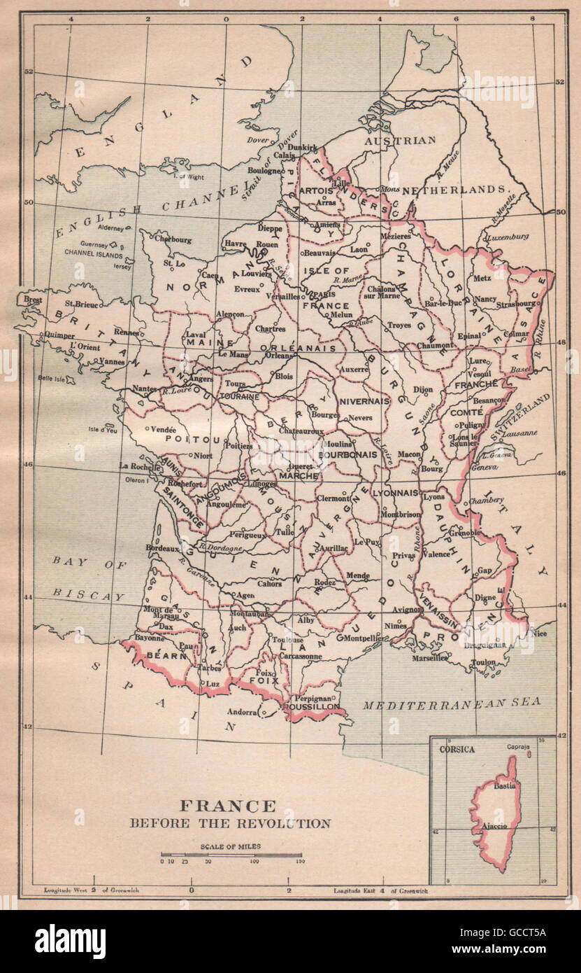 FRANCE < 1789. Provinces before the Revolution, 1917 vintage map Stock Photo