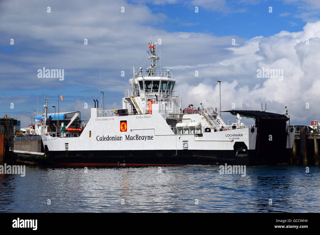 The Caladonian MacBrayne Ferry Boat Loch a Bharr, Lochinver Moored in Mallaig Harbour in the Northwest Highlands, Scotland UK Stock Photo