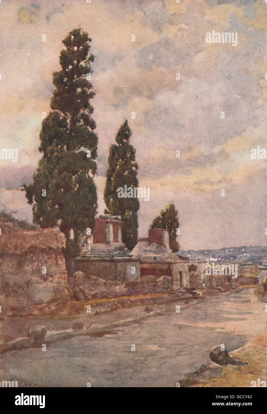 Entrance to the Triangular Forum POMPEII By Alberto Pisa 1910 old print