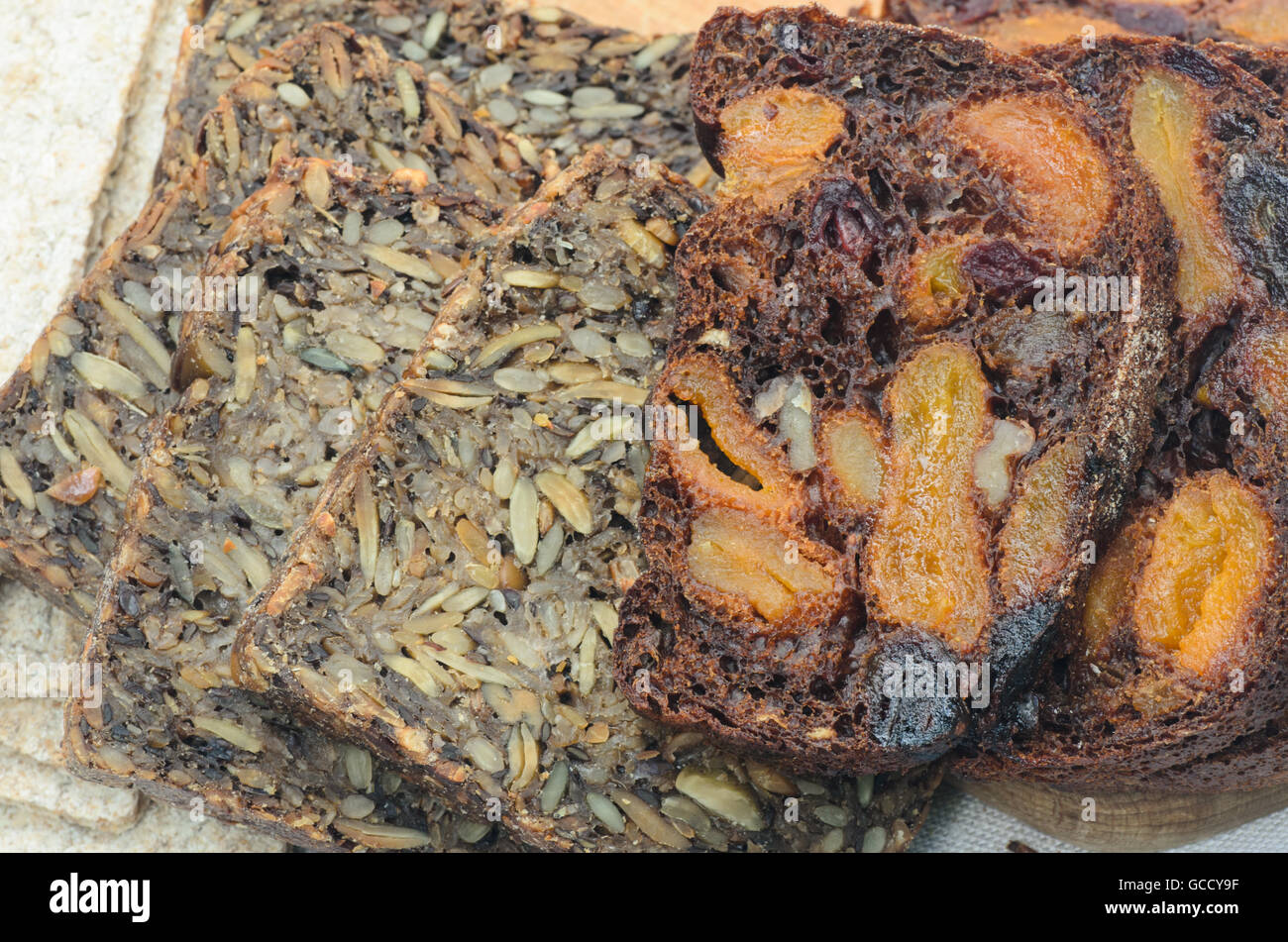 whole grain bread slices on table Stock Photo - Alamy