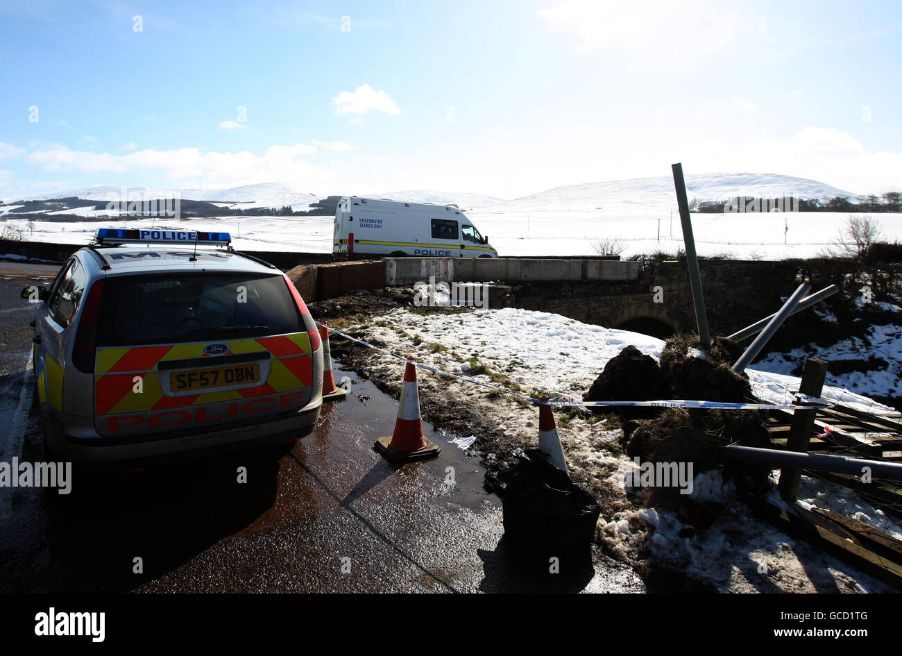 Police remain at the scene where Lanark Grammar School pupil Natasha Paton 17, from Cleghorn