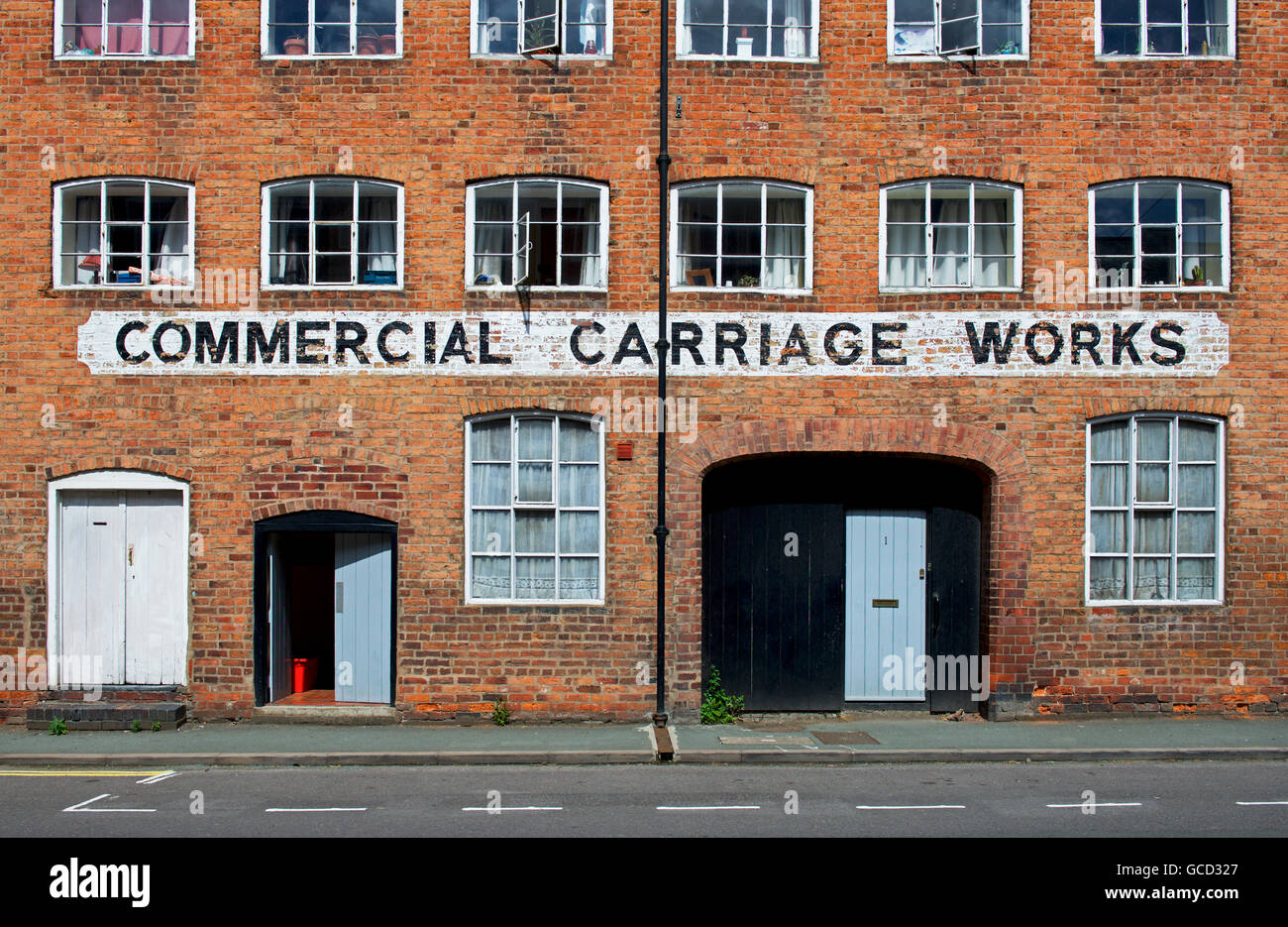 Industrial building - commercial carriage works - Newtown, Powys, Wales UK Stock Photo