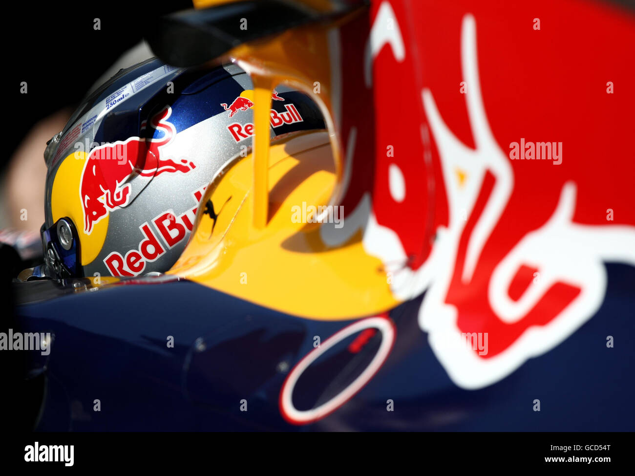 Red Bull driver Sebastian Vettel during third practice at the Bahrain International Circuit in Sakhir, Bahrain. Stock Photo
