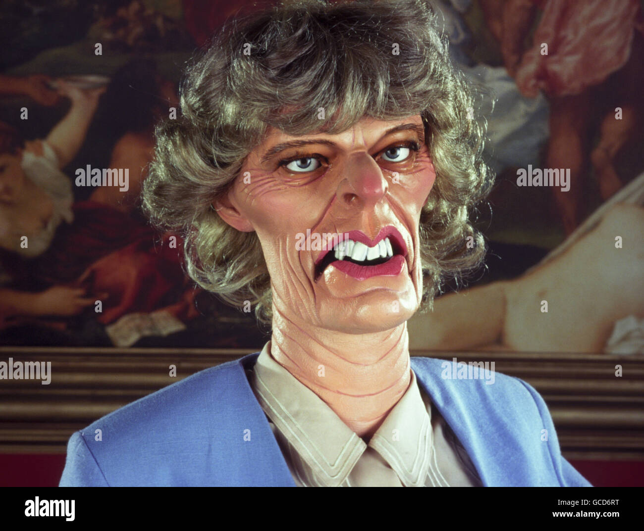 THE SPITTING IMAGE PUPPET OF CAMILLA PARKER-BOWLES FEATURED IN THE SATIRICAL ITV SERIES. Stock Photo