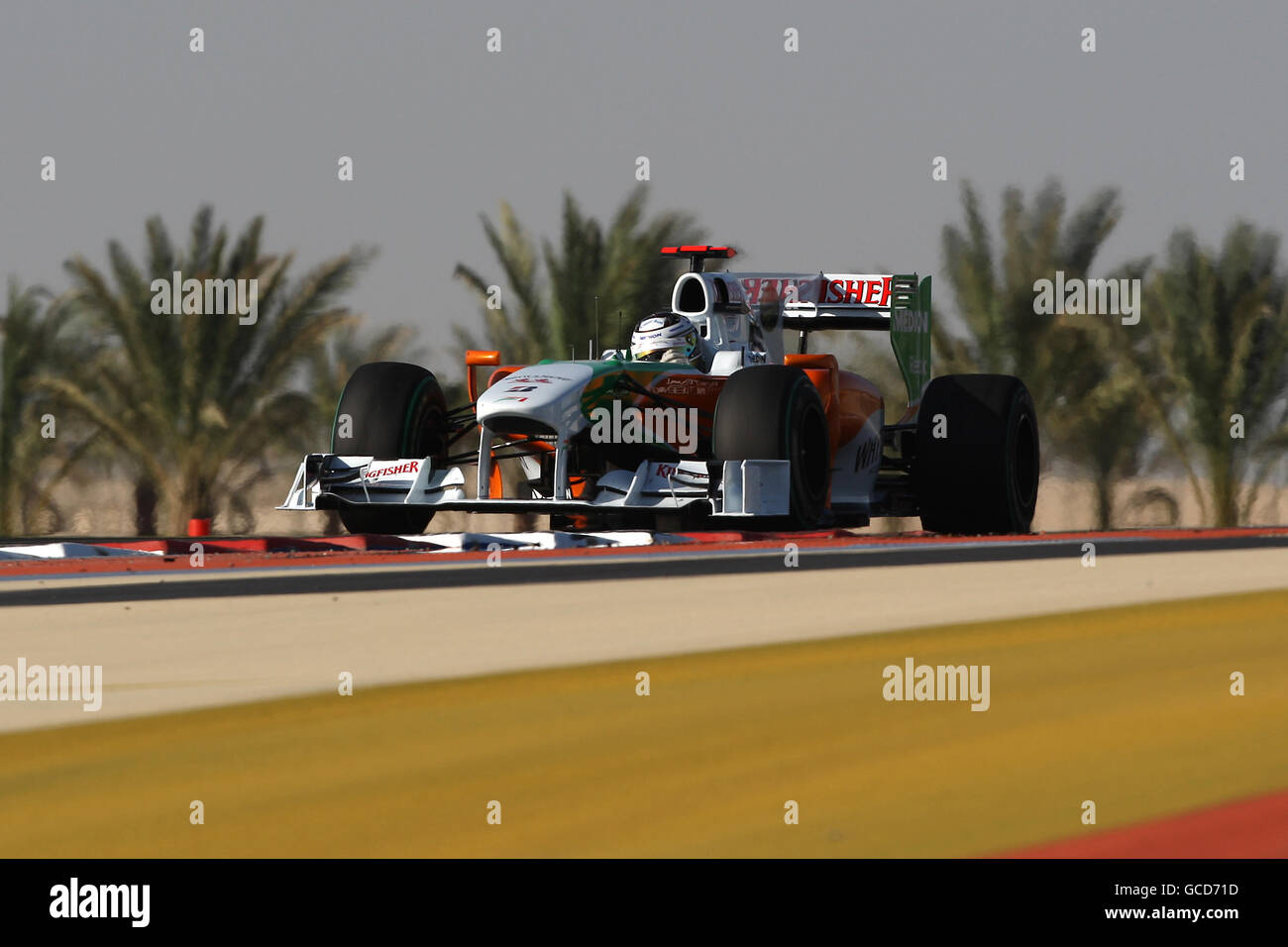 Force India's Adrian Sutil during the Gulf Air Bahrain Grand Prix at the Bahrain International Circuit in Sakhir, Bahrain Stock Photo