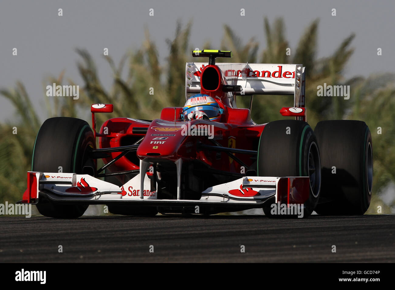 Ferarri's Fernando Alonso during the Gulf Air Bahrain Grand Prix at the Bahrain International Circuit in Sakhir, Bahrain Stock Photo