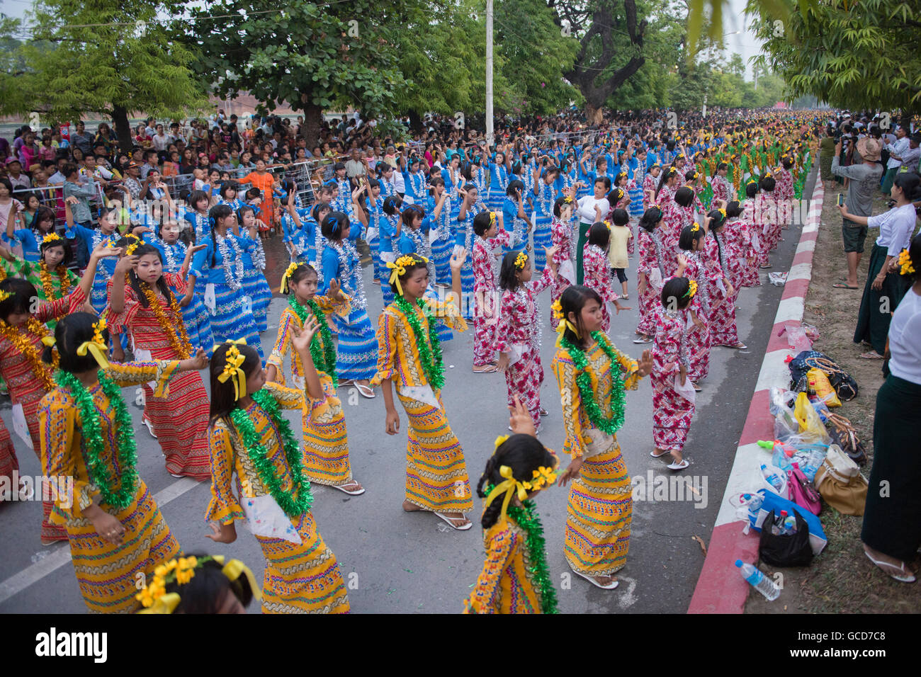 Traditional Dance Girls at the Thingyan Water Festival at the Myanmar