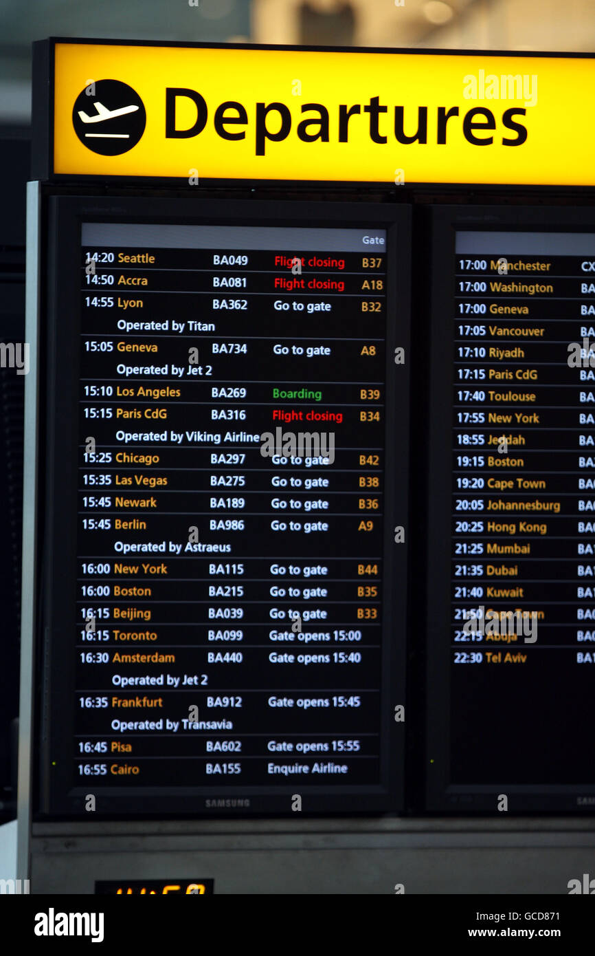 A departures board terminal 5 heathrow airport in middlesex hires