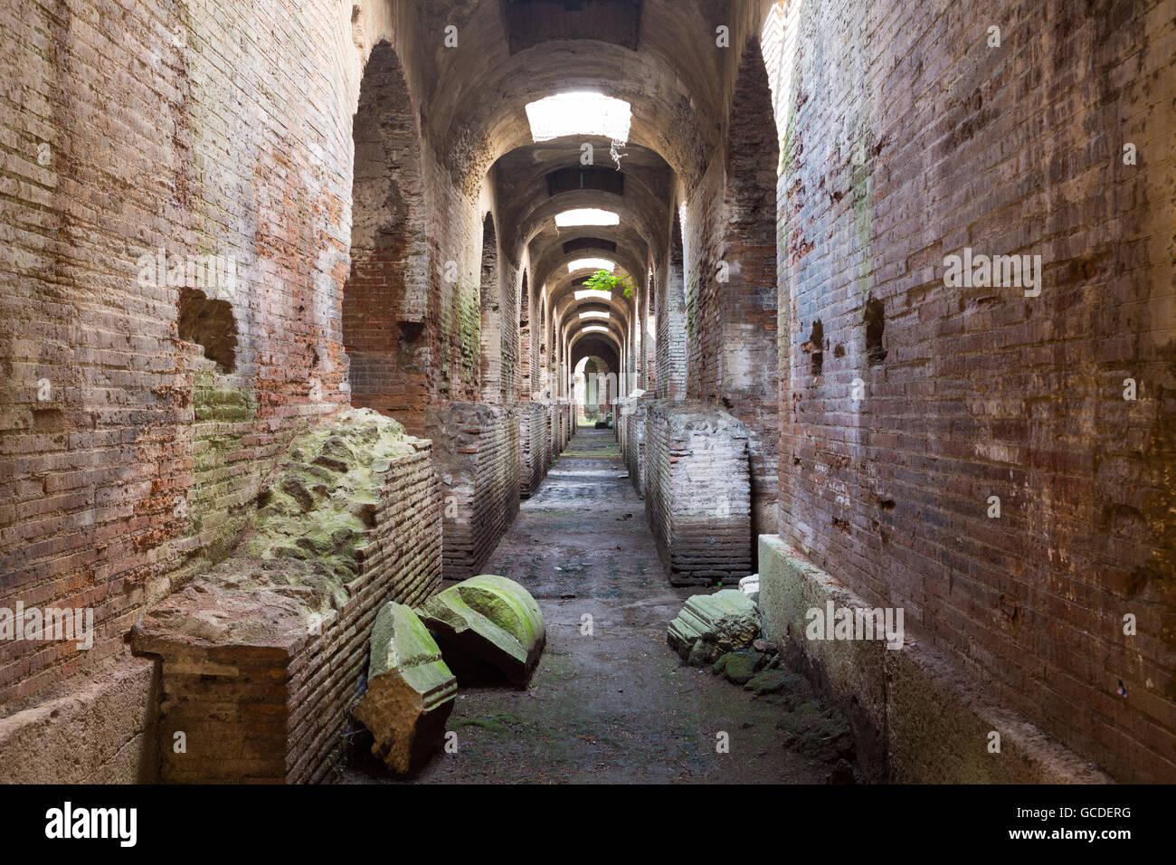 The ruins of the Ancient Roman Amphitheatre at Capua in Italy Stock Photo