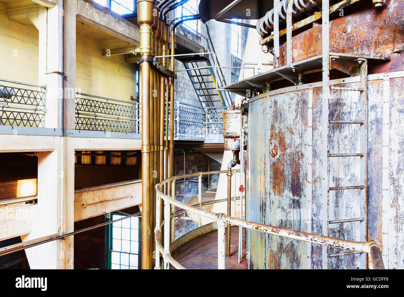 Steam generator,steam turbine, Seattle, WA, Georgetown Steam Plant, a National Historic Landmark in Seattle, WA USA Stock Photo