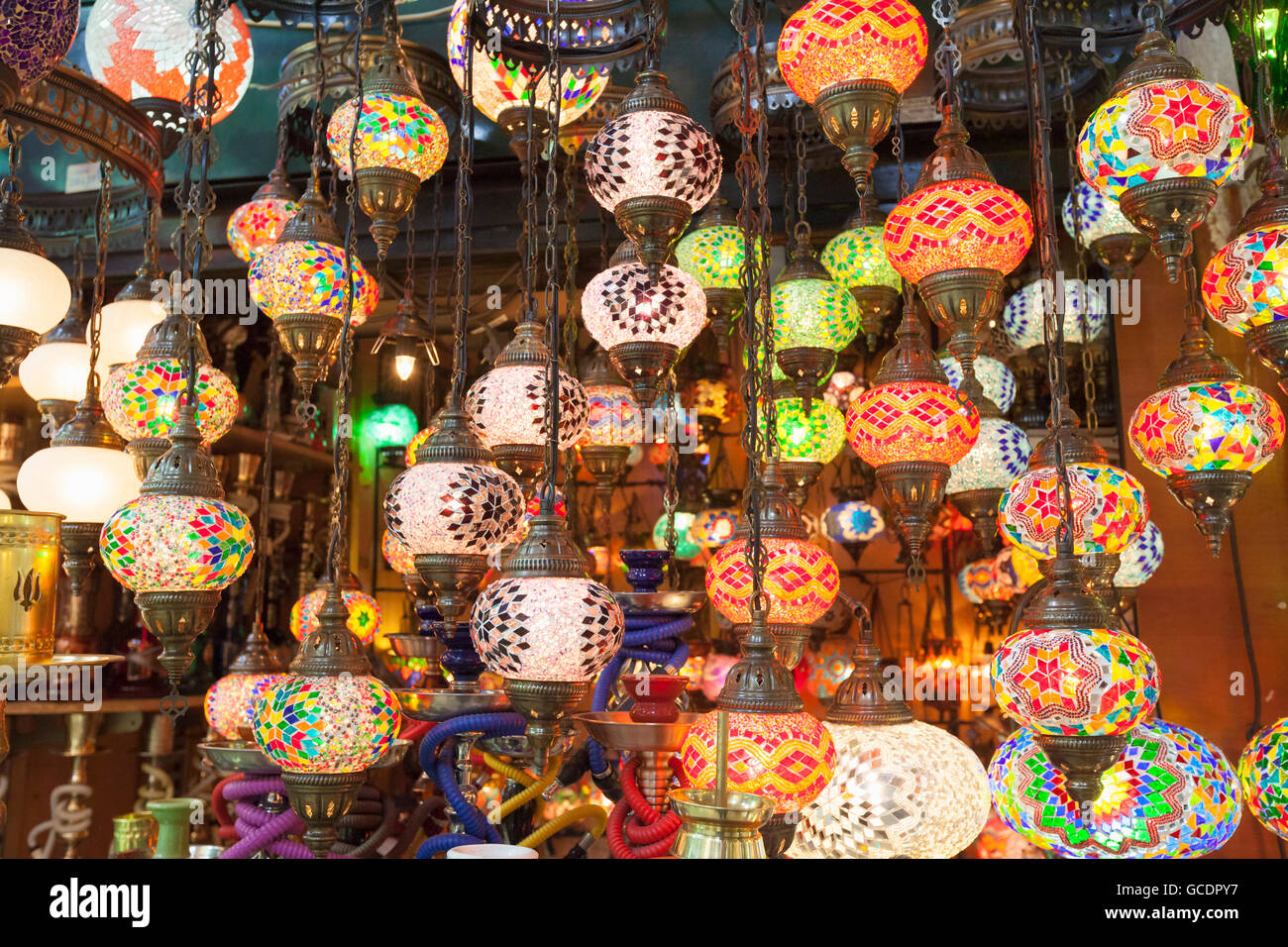 Turkish lamps, grand bazaar, Istanbul, Turkey Stock Photo