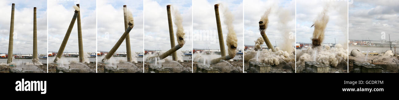 Composite image showing two 550ft chimneys, which have dominated the ...