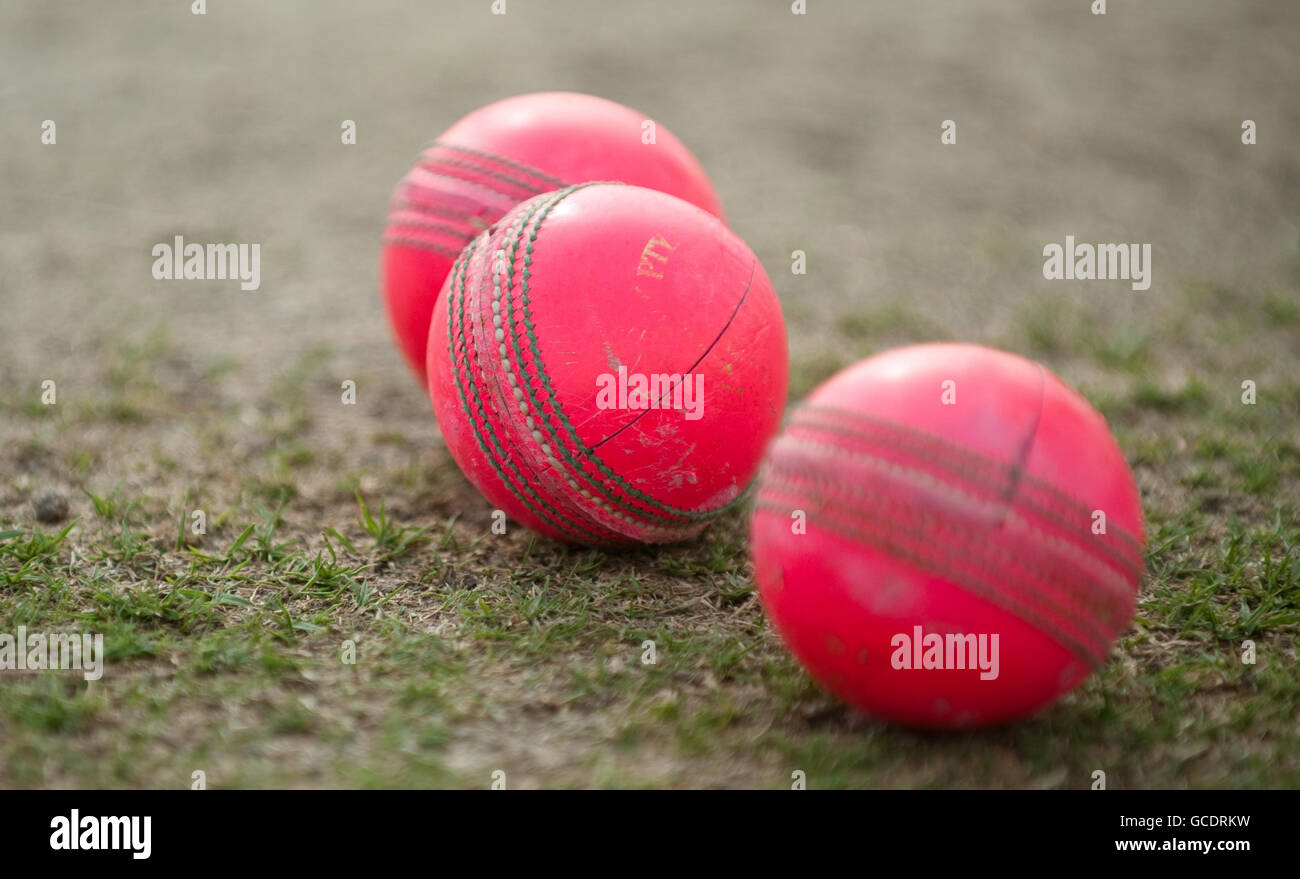 Pink cricket balls during nets session at sheikh zayed stadium hires