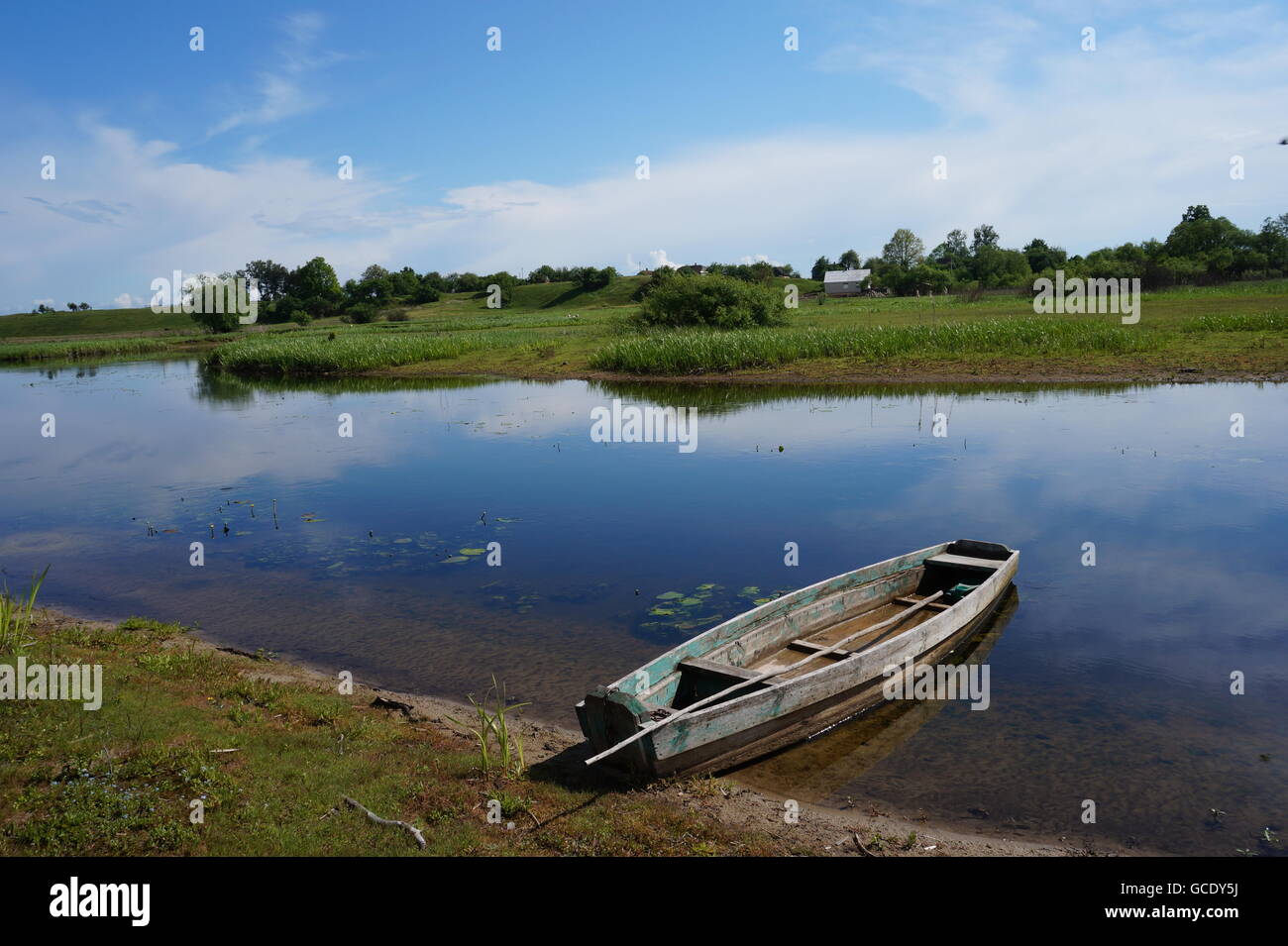 landscape with mountains trees and a river in front Stock Photo - Alamy